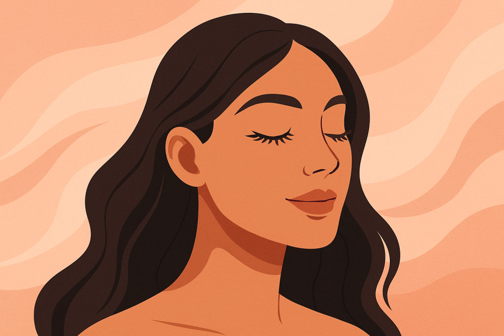 Mujer con pestañas curvas y naturales que transmiten confianza.